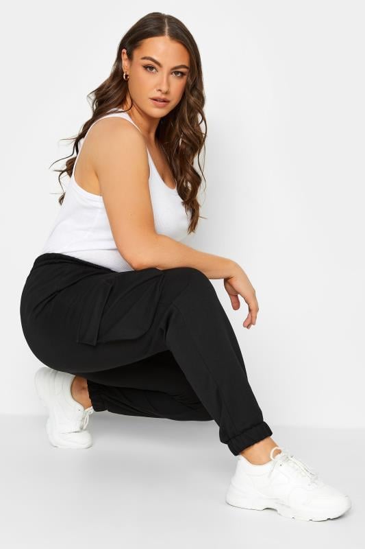 Evans YOURS Curve Black Cargo Joggers