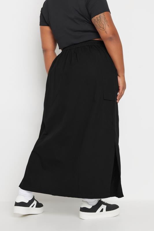 Evans YOURS Curve Black Cargo Maxi Skirt