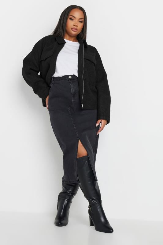 Evans YOURS Curve Black Cropped Boucle Jacket
