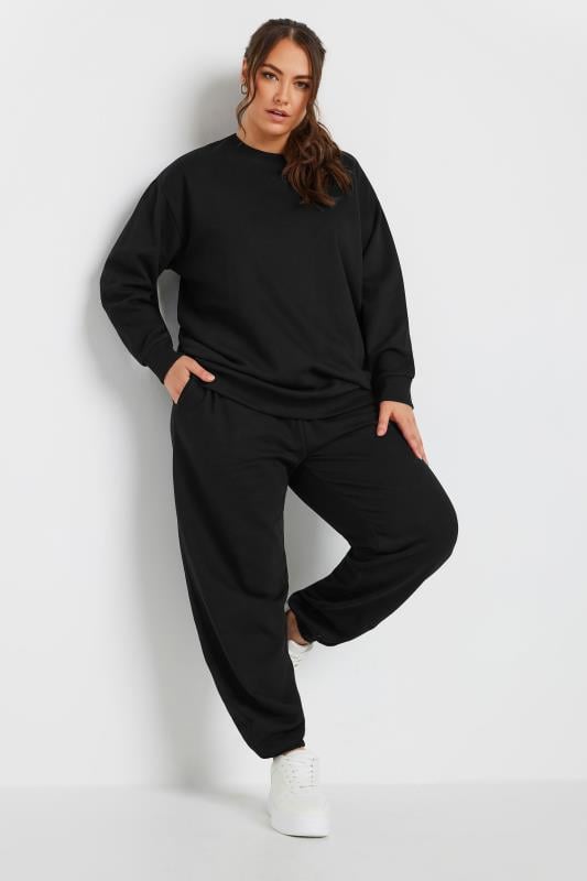 Evans YOURS Curve Black Cuffed Joggers