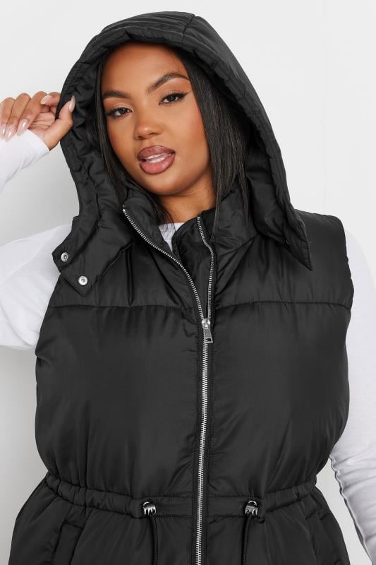 Evans YOURS Curve Black Drawcord Panelled Gilet