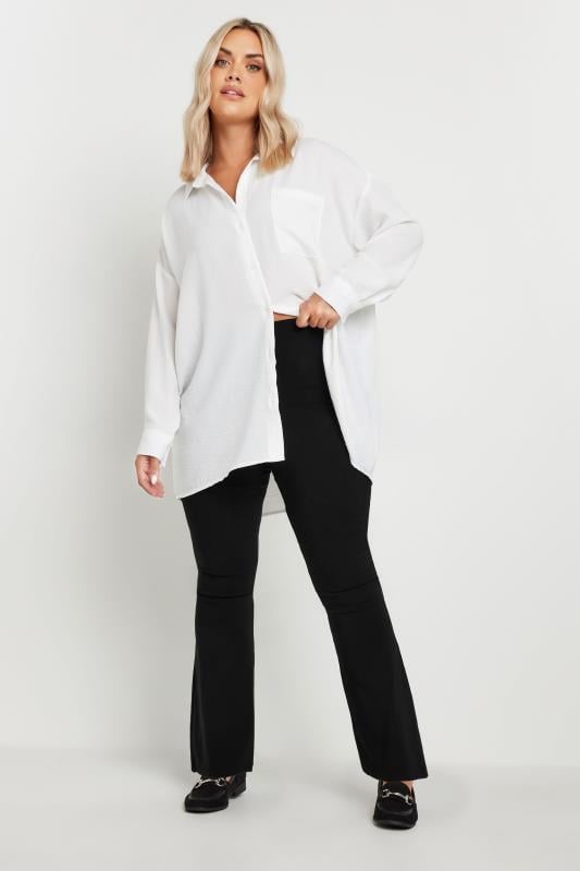 Evans YOURS Curve Black Flare Bengaline Trousers