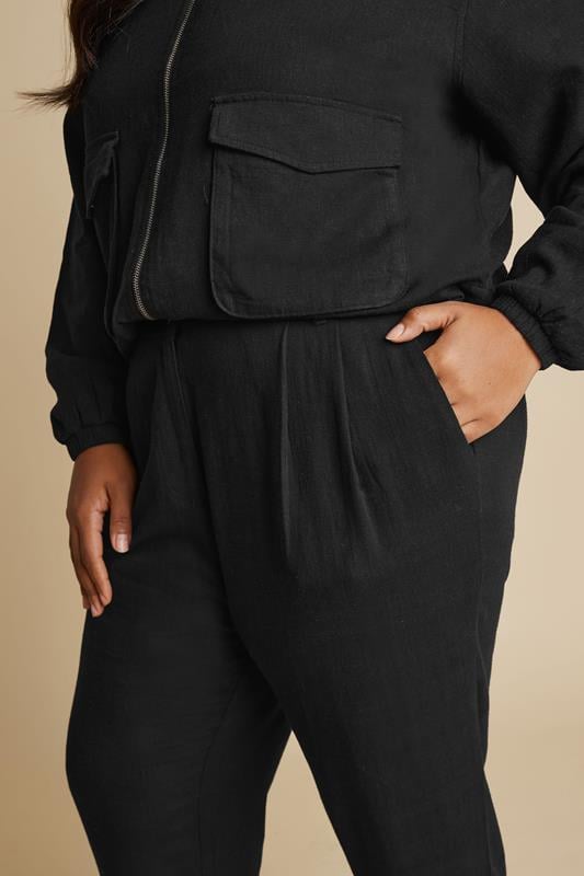 Evans YOURS Curve Black Formal Linen Trousers