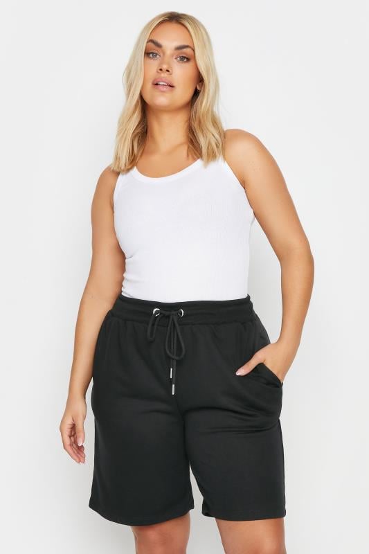 evans YOURS Curve Black Jogger Shorts