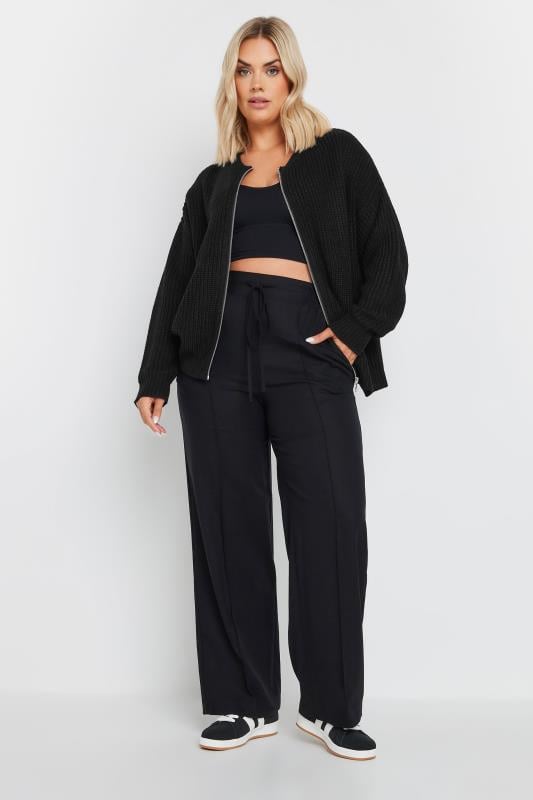 Evans YOURS Curve Black Knitted Bomber Cardigan