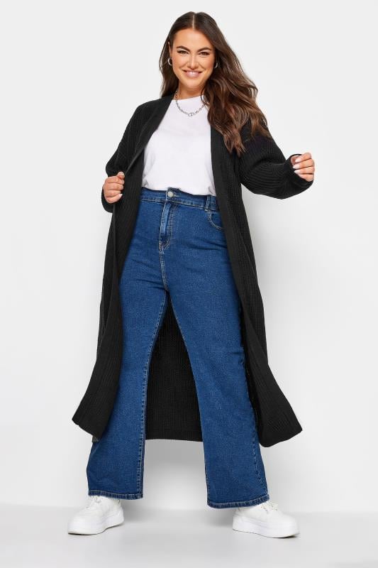 Evans YOURS Curve Black Knitted Maxi Cardigan
