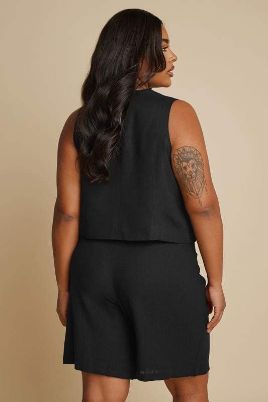 Evans YOURS Curve Black Linen Bermuda Shorts