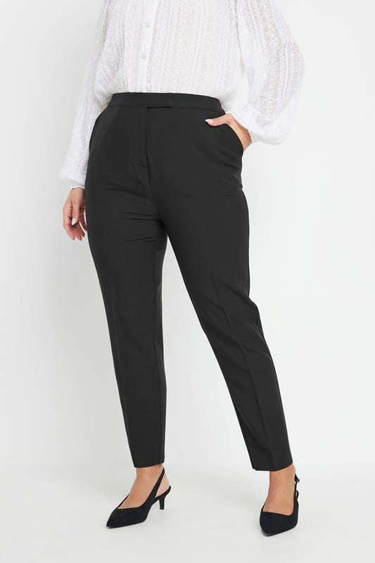 evans YOURS Curve Black Pull On Tapered Trousers