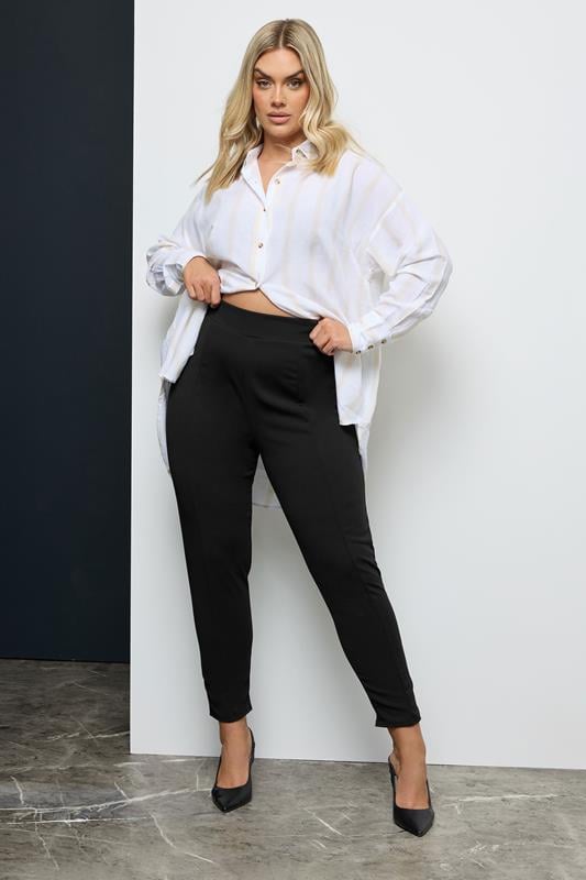 Evans YOURS Curve Black Stretch Tapered Trousers