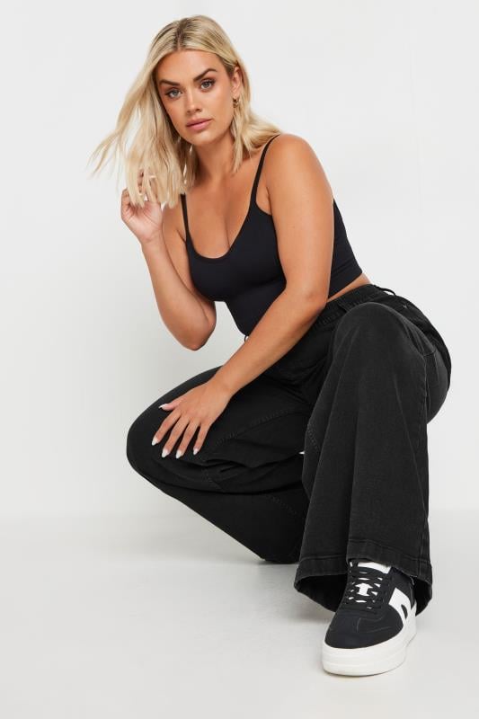 Evans YOURS Curve Black Wide Leg Slouchy Jeans