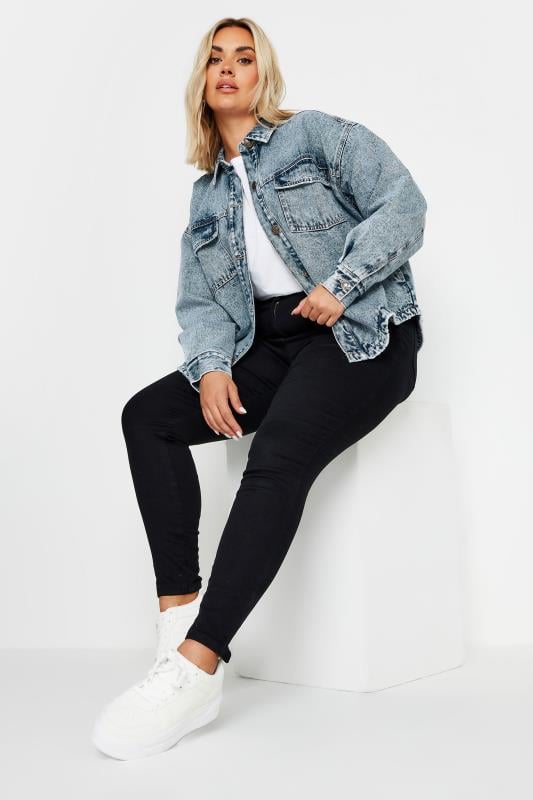 Evans YOURS Curve Blue Quilted Denim Shacket