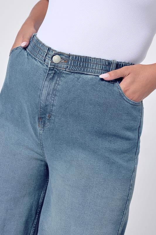 Evans YOURS Curve Blue Wide Leg Slouchy Jeans