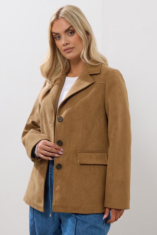 Evans YOURS Curve Brown Faux Suede Blazer