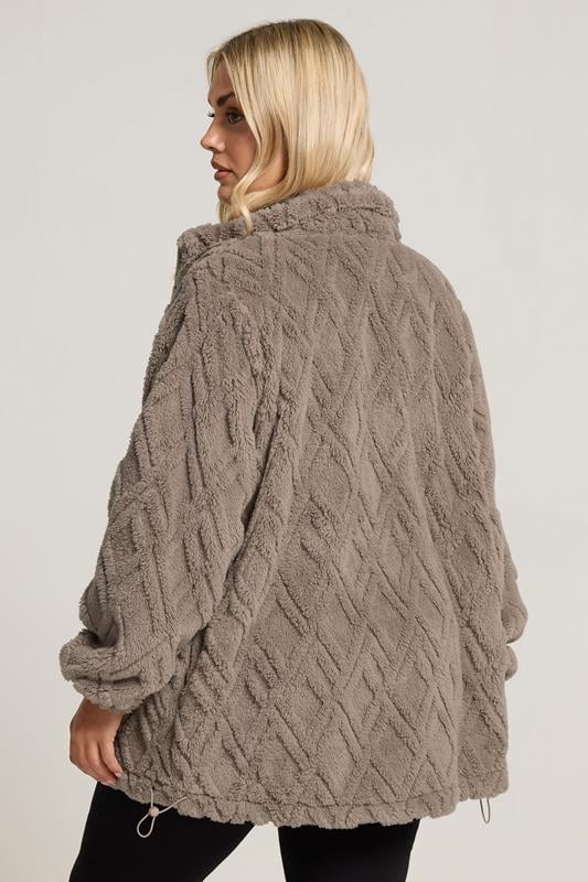 Evans YOURS Curve Brown Textured Fleece Jacket
