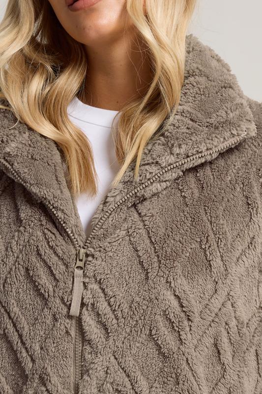 Evans YOURS Curve Brown Textured Fleece Jacket