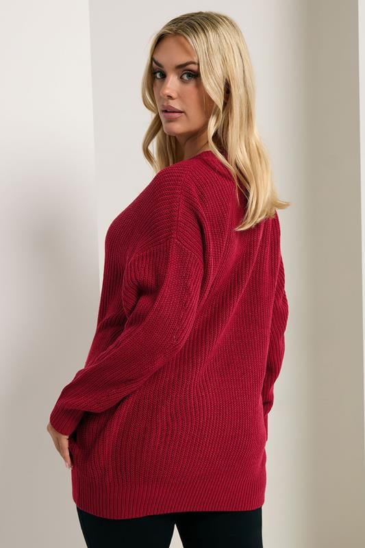 Evans YOURS Curve Burgundy Red V-Neck Jumper