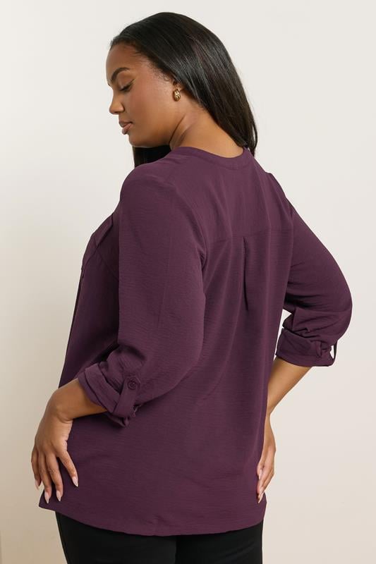 Evans YOURS Curve Dark Red Zip Neck Blouse