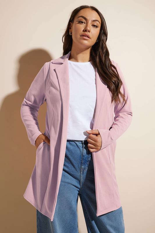 Evans YOURS Curve Dusky Pink Longline Blazer