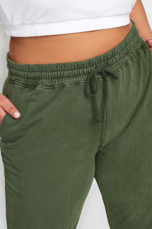 Evans YOURS Curve Forest Green Acid Wash Joggers