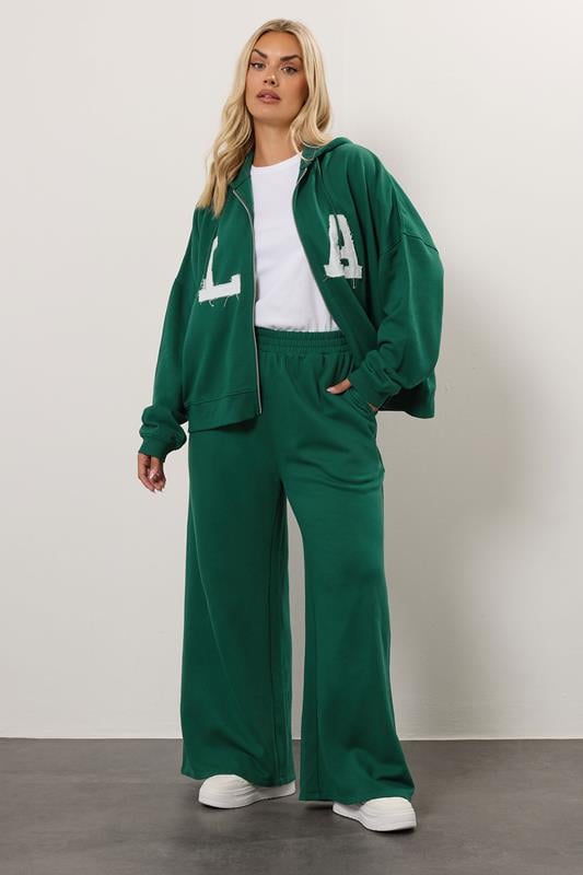 Evans YOURS Curve Green 'LA' Zip Hoodie