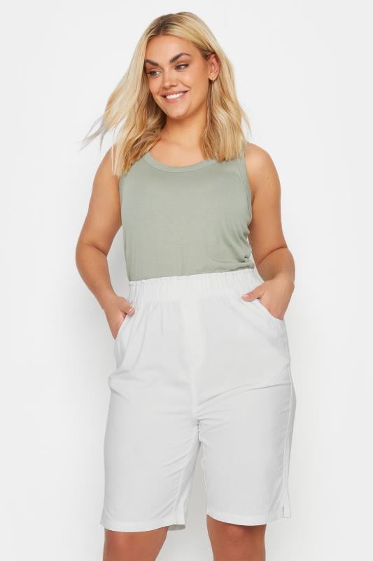 Evans YOURS Curve Ivory White Cool Cotton Shorts