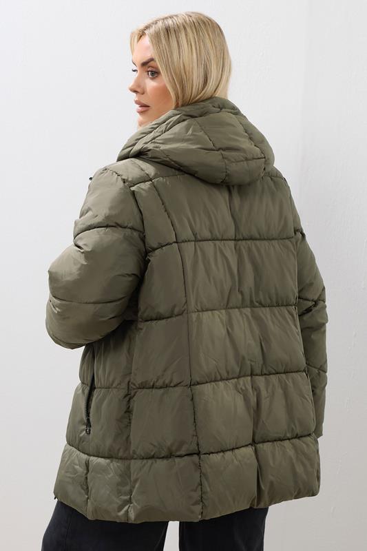 Evans YOURS Curve Khaki Green Short Padded Coat