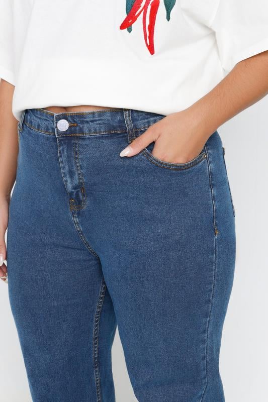 Evans YOURS Curve Mid Blue Wide Leg Denim Jeans