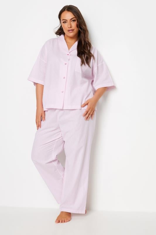 Evans YOURS Curve Pink Stripe Pyjama Shirt