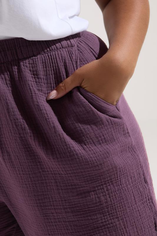 Evans YOURS Curve Purple Cotton Cheesecloth Shorts