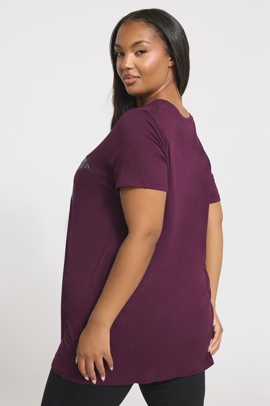 Evans YOURS Curve Purple Star Print T-Shirt