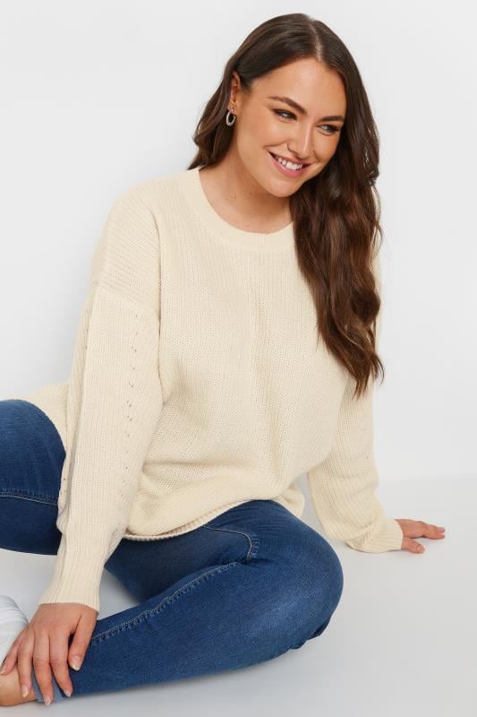 evans YOURS Curve Stone Brown Knitted Jumper