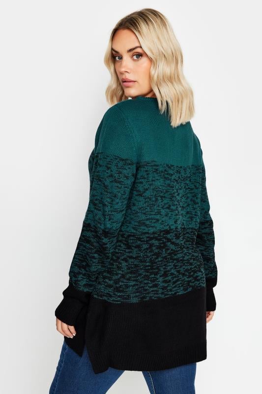 Evans YOURS Curve Teal Blue Colourblock Jumper