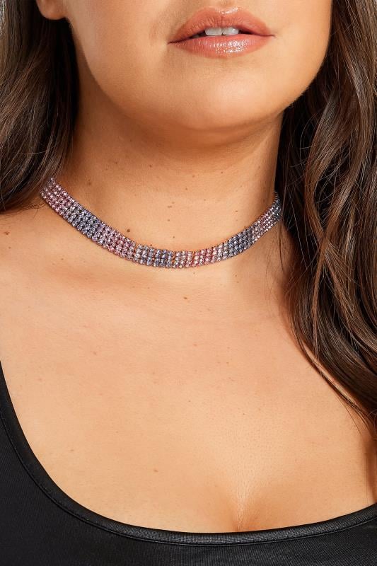 evans Yours Gold Diamante Ombre Choker Necklace