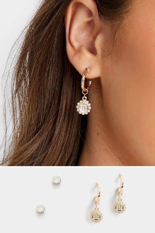 evans Yours Gold Small Diamante Hoop Drop Earrings