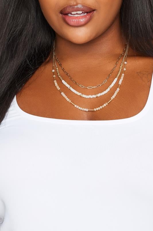 evans Yours Gold Tone Beaded Layered Necklace