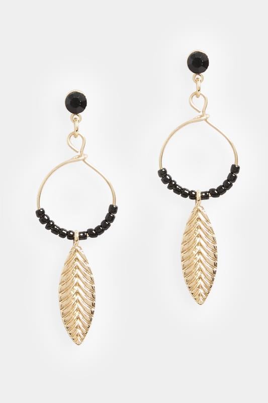Evans Yours Gold Tone Beaded Leaf Drop Earrings