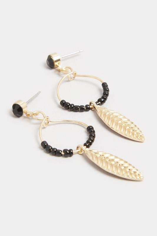 Evans Yours Gold Tone Beaded Leaf Drop Earrings