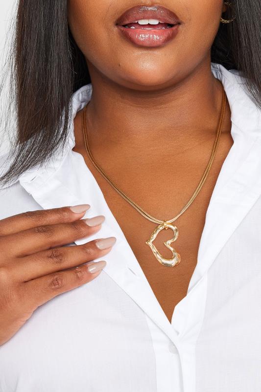 evans Yours Gold Tone Hammered Heart Necklace