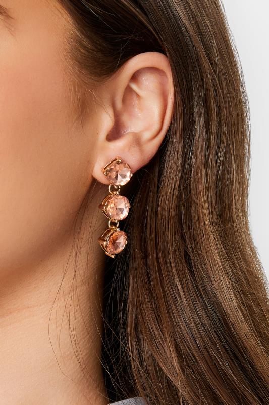 evans Yours Gold Triple Diamante Drop Earrings