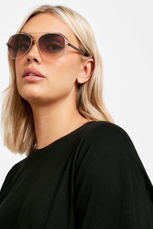 Evans Yours Rose Gold Tone Aviator Sunglasses