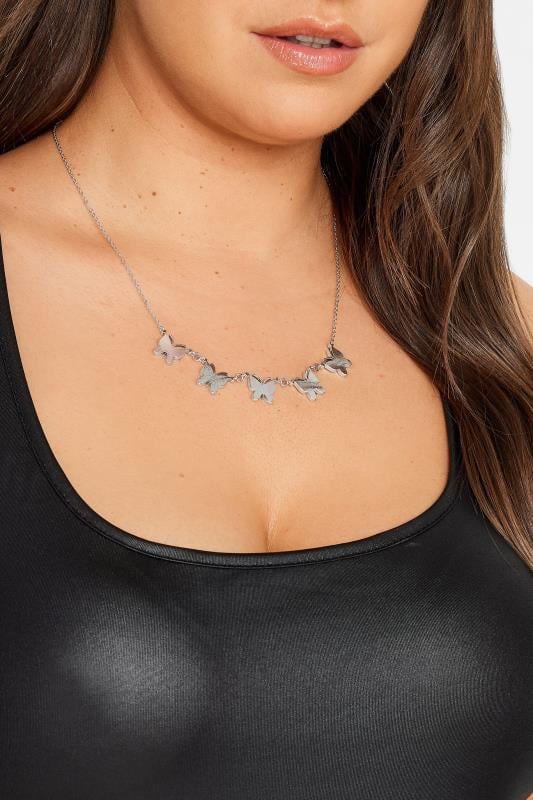 evans Yours Silver Tone Butterfly Necklace