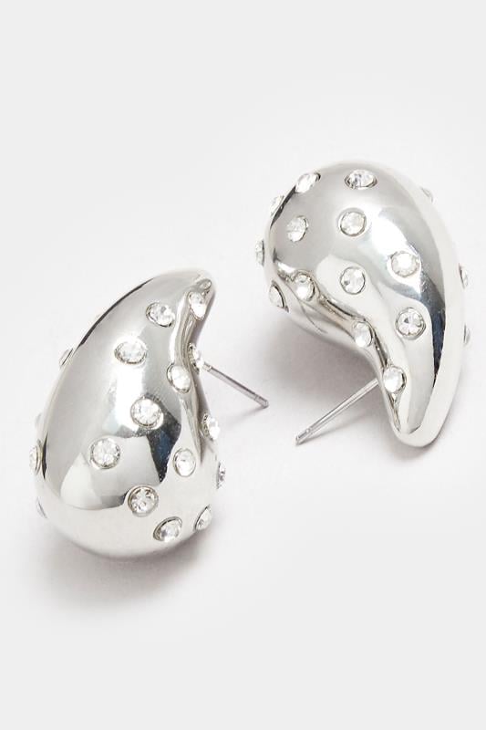 Evans Yours Silver Tone Diamante Teardrop Earrings