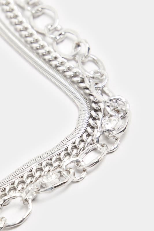 Evans Yours Silver Tone Layered Chain Necklace