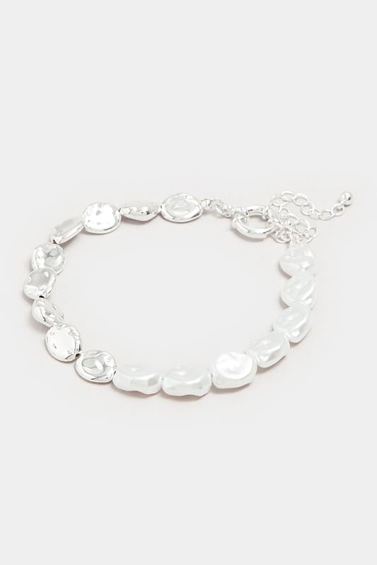 Evans Yours Silver Tone Pearl & Metal Disc Bracelet