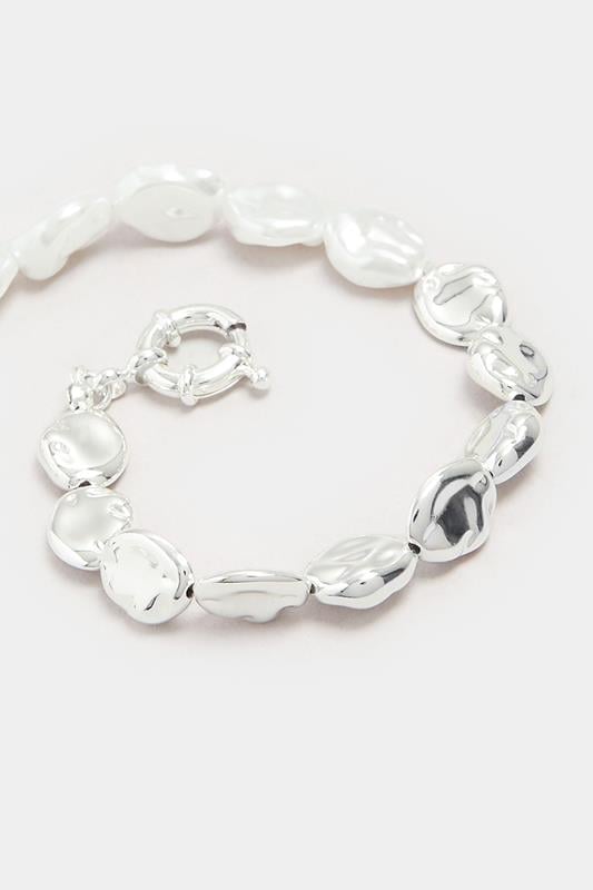 Evans Yours Silver Tone Pearl & Metal Disc Bracelet