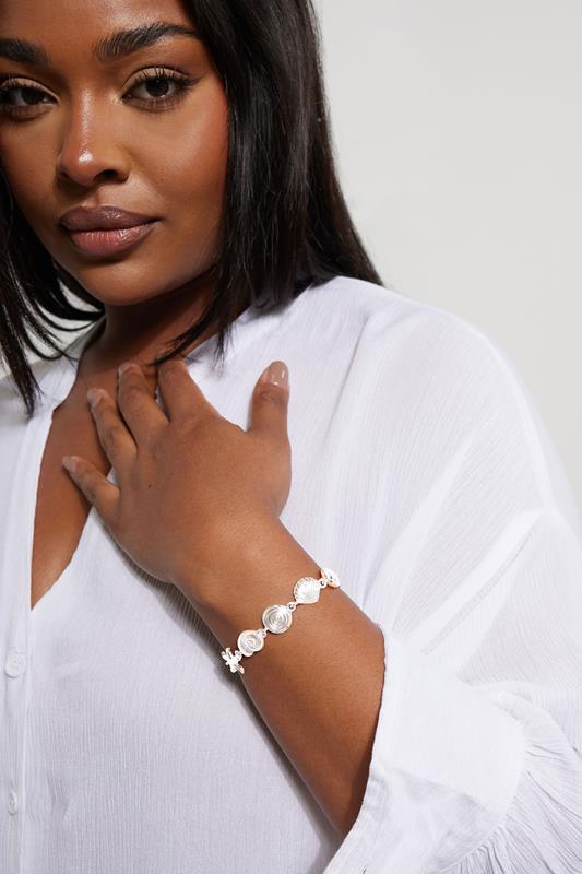 evans Yours Silver Tone Shell Charm Bracelet