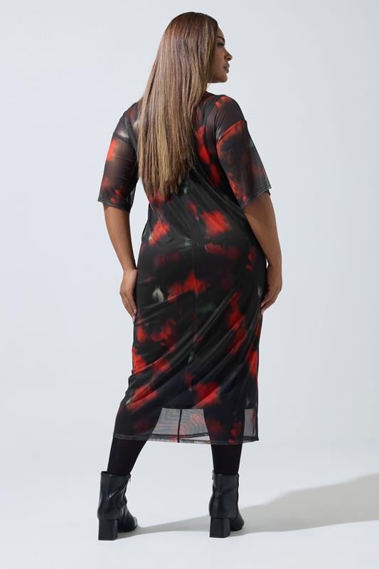 Evans LIMITED COLLECTION Curve Black Blurred Floral Mesh Midaxi Dress