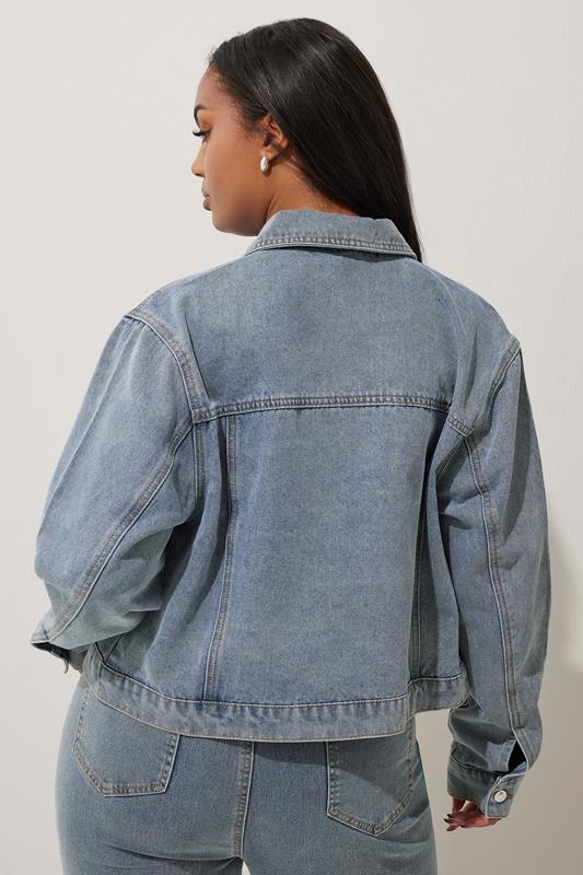 Evans LIMITED COLLECTION Curve Blue Denim Palm Tree Embroidered Jacket