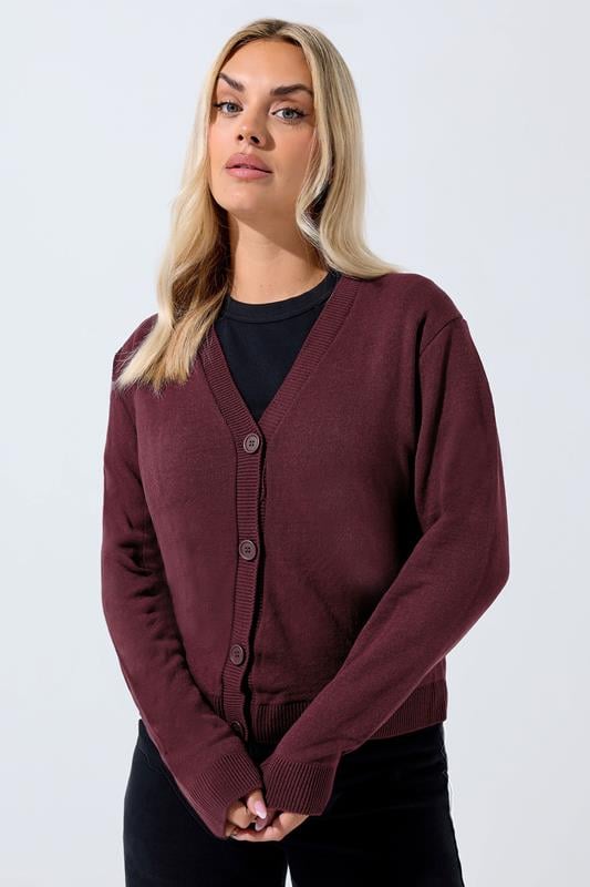 evans LIMITED COLLECTION Curve Burgundy Red Knitted Cardigan