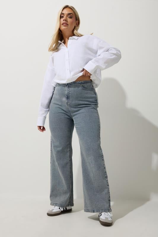 Evans LIMITED COLLECTION Curve Light Blue Wide Leg Denim Jeans